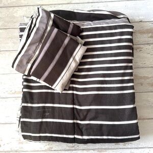Full Size Comforter Bedding Set 2 Shams Pillowcases Blanket Black White Stripes